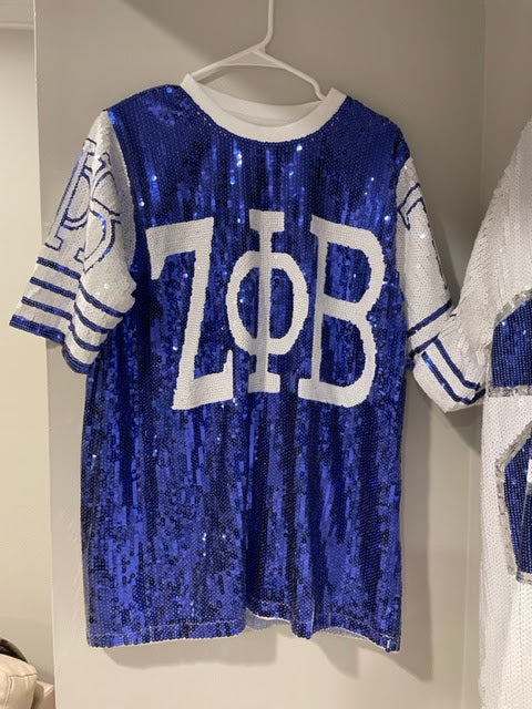 Zeta Phi Beta Blue Sequins Shirt