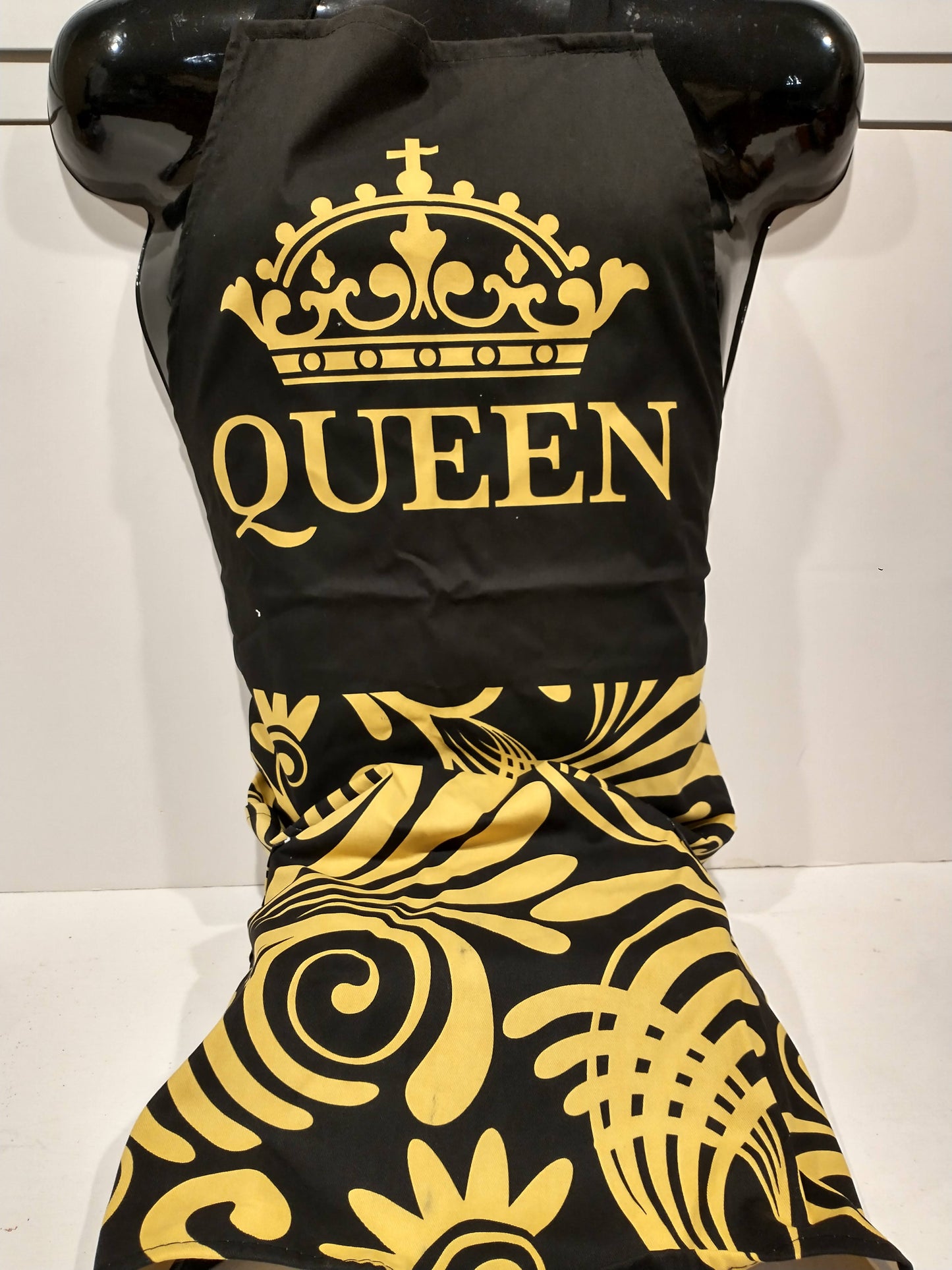 African American Black and Gold Queen Apron