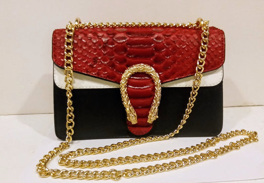 Delta Sigma Theta Inspired Luxury Horseshoe Clasp Croc-Embossed Crossbody Bag