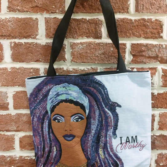 shades I Am Worthy Woven Tote Bag